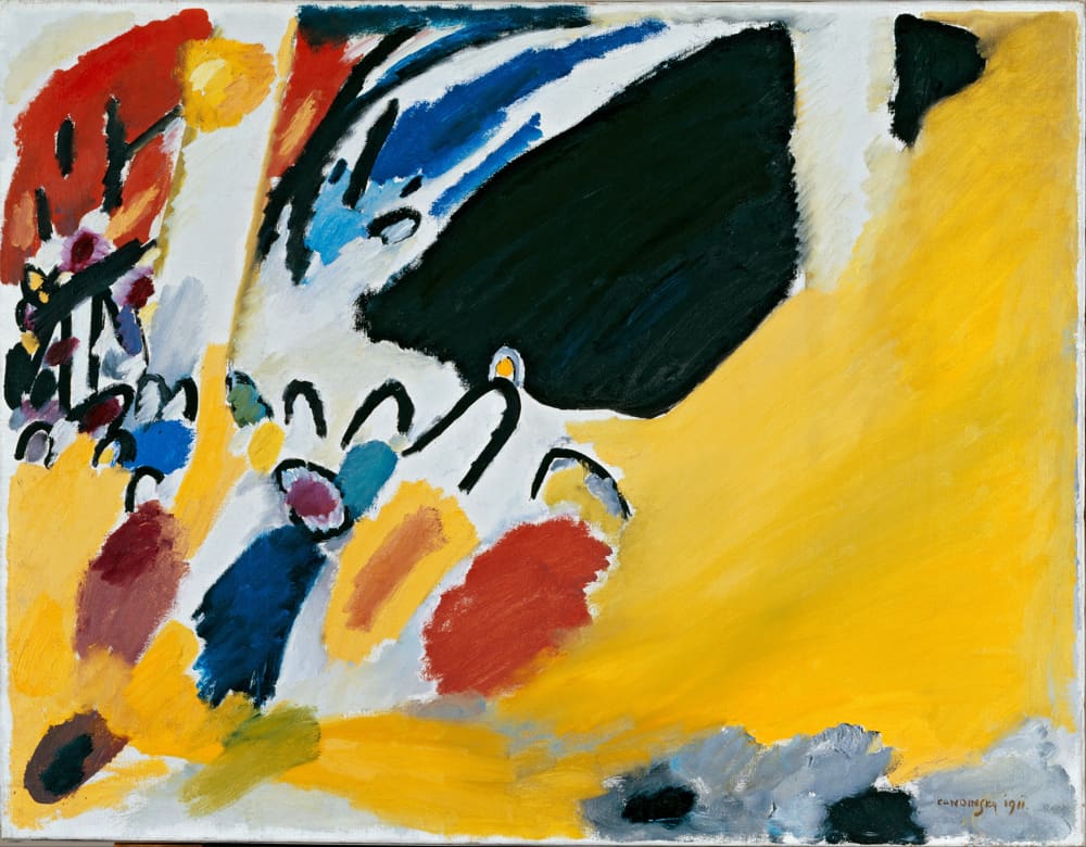 Vasilij Kandinskij, Impressione III (Concerto) , 1911; olio su tela, 77,5 x 100 cm; Monaco di Baviera, Städtische Galerie im Lenbachhaus